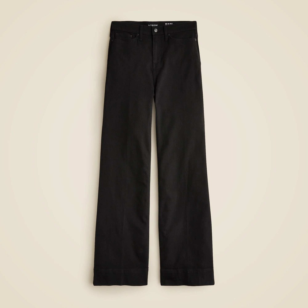 J. Crew Camp-Pocket Wide-Leg Pant Women 26T Black Stretch Corduroy Classic Fall